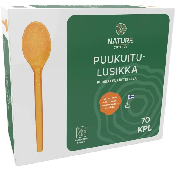 Supilusikas Premium NATURE LINE puitkiust korduvkasutatav, 17cm, 70tk/pakk