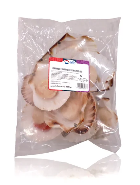 Suured kammkarbid, ühe karbipoolega, marjaga, kuumtöötlemata, glasuuriga, suurus 8/12, külm., 800g