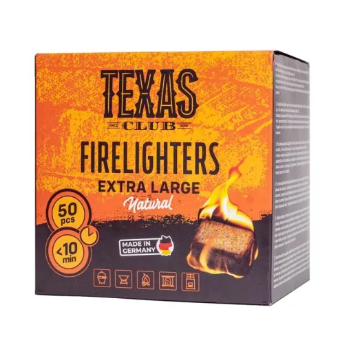 Süütekuubikud TEXAS CLUB XXL suurus, 50tk, pakk, ECO