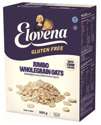 Pilngraudu auzu pārslas ELOVENA Jumbo, bez glutēna, 500g