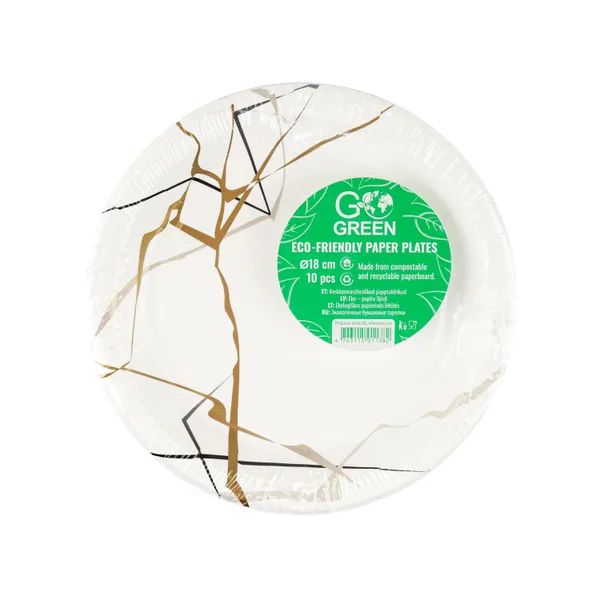 Taldrik 18 cm, Go Green, papp, 10tk, Marmor