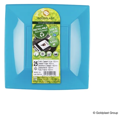 Vairākkārt lietojamais šķīvis desertam Nice, PP, tirkīza krāsa, D 18 cm, 0.34kg, 15gab