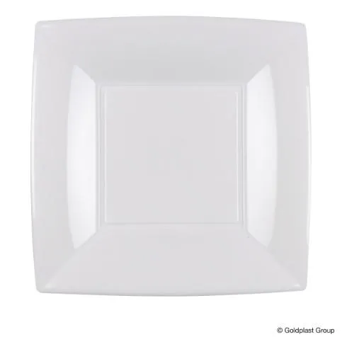 Taldrik 18 x 18 cm, valge, korduvkasutatav,  PP, 15tk, Gold Plast