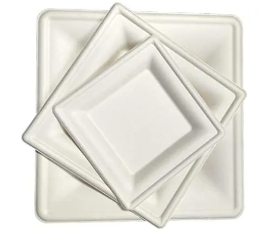 Taldrik 20 x 20 cm, 100% biolag./kompost, valge, pakis 50tk
