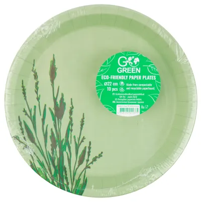 Taldrik 22 cm, GO GREEN, papp, 10tk, Pilliroog