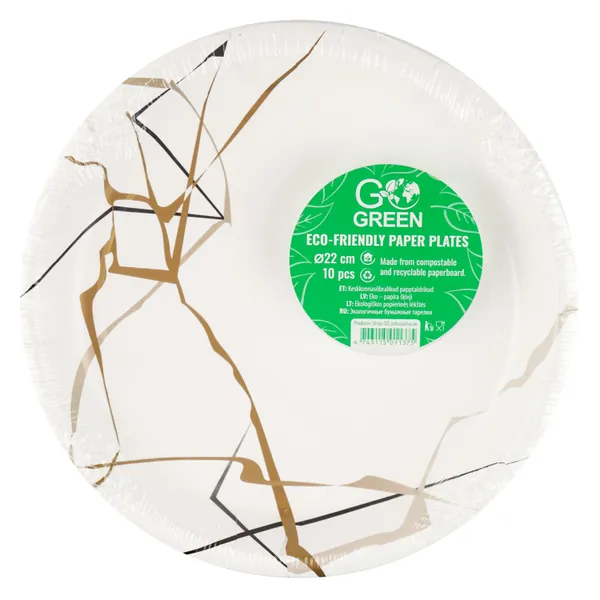 Taldrik 22cm, Go Green, 10tk, papp, Marmor