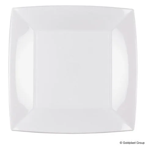 Taldrik 23 x 23 cm, valge, korduvkasutatav, PP, 15tk, Gold plast