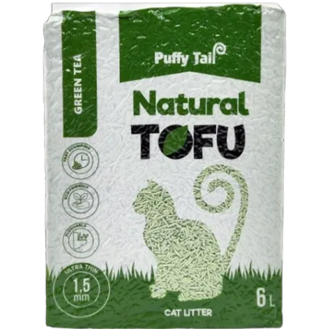 Tofu pakaiši kaķiem PUFFY TAIL Green Tea, 1.5mm granulas, 2.4kg