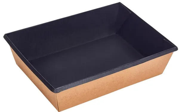 Toidukarp 1000 ml, 15 x 20 x 5,5 cm, must, 1EA,   50 tk, kraft, papist (sobiv kaas C057499)