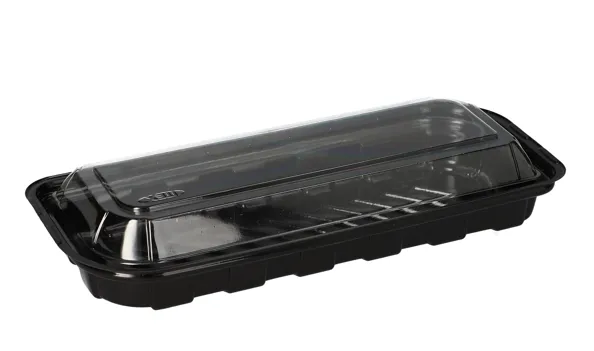 Toidukarp kaanega sushile,  R-PET, 21 x 8,8cm, H 4,3cm, 50 tk.