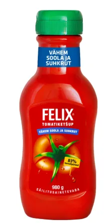 Tomatiketšup vähendatud soola ja suhkruga, FELIX, 980 g
