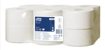 Tualettpaber  150 m,  750 lehte, valge, 2-kihiline, 110298, Tork Mini Jumbo, T2, 12tk/pakk