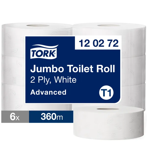 Tualettpaber 360 m, 1800 lehte, valge, 120272, TORK Jumbo Advanced, T1