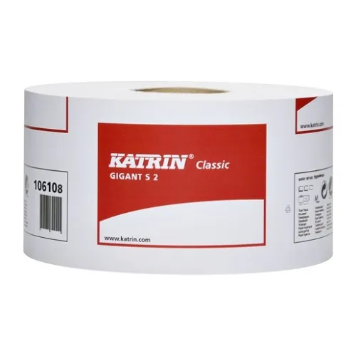 Tualettpaber KATRIN GIGANT S2 200 m, 2-kihiline, D 19 cm, leht 10 x 12,5 cm