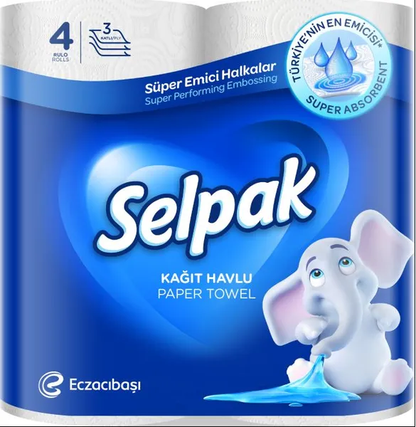 Tualettpaber SELPAK 4 rulli, 3 kihiline, 16,8 meetrit, 140 lehte