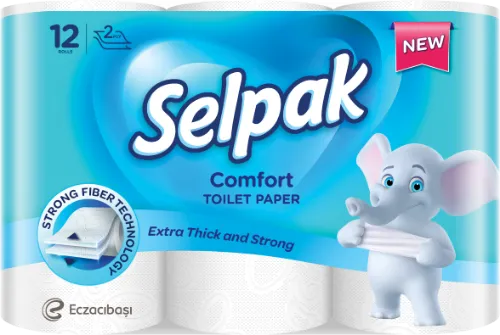 Tualetes papīrs SELPAK Comfort, 2 slāņi, 18m, 150 loksnes, 12 ruļļi