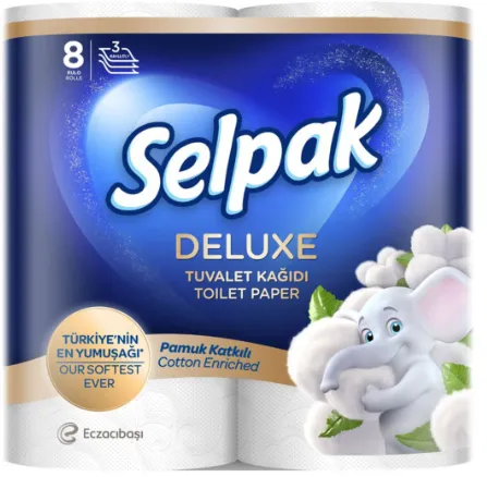 Tualettpaber SELPAK Deluxe cotton, 8 rulli, 130lehte