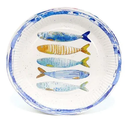 Ühekordne papptaldrik ALGON, Peixe, D 20 cm, 10 tk
