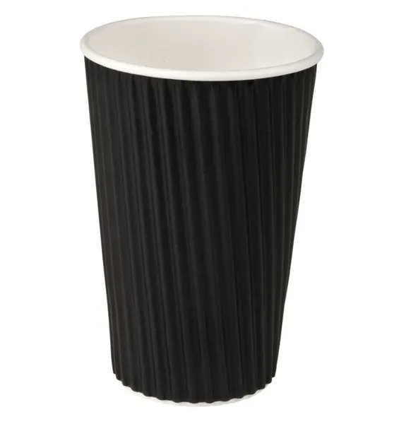 Ühekordsed topsid ABENA, Ripple, paber/CPLA, 480ml, D 90 x H 134mm, must, 25tk/pakk