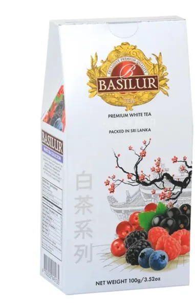 Maitsestatud valge purutee BASILUR, metsamarja maitsega, 100 g