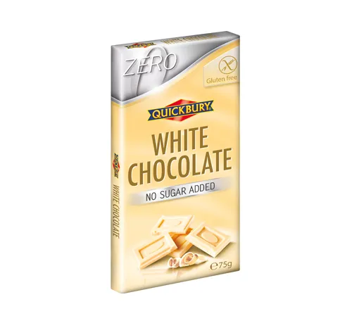 Baltā šokolāde QUICKBURY, bez cukura, 75g