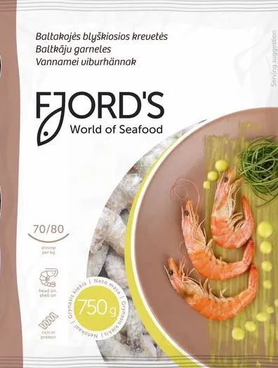 Vannamei viburhännak FJORD's 70/80 toored, HOSO, külmutatud, 750g