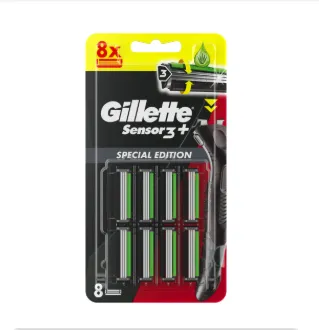 Varuterad GILLETTE SENSOR 3+ Black, 8tk