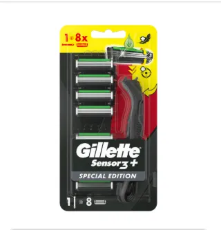 Varuterad GILLETTE SENSOR3 Black, 8tk+käepide