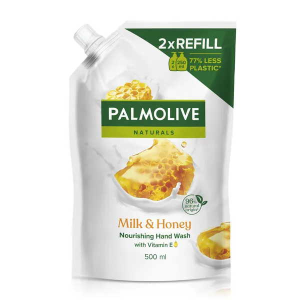 Šķidrās roku ziepes PALMOLIVE LHS Naturals Milk&Honey, Refill, 500ml