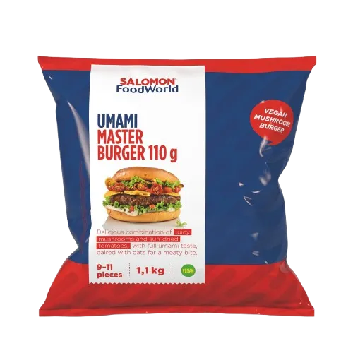 Vegan burger SALOMON, Umami Master, kaerahelveste ja seente baasil, 110g, külmutatud, 1,1kg