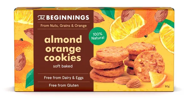 Vegan mandliküpsised THE BEGINNINGS, apelsiniga 80g