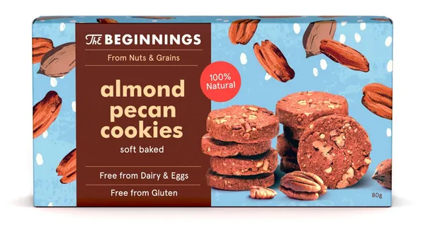Vegan mandliküpsised  THE BEGINNINGS, pekanipähklitega 80g
