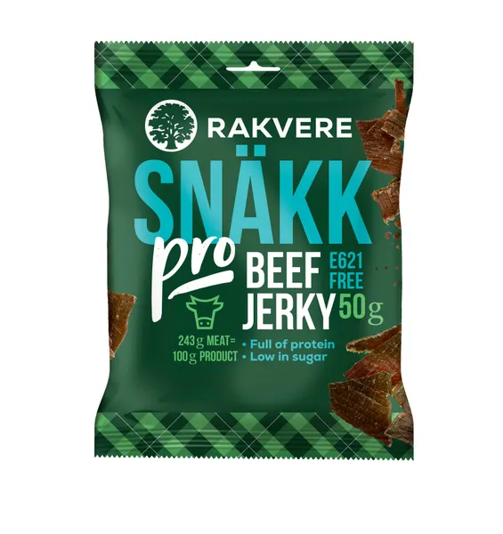 Veiselihasnäkid RAKVERE Snäkk Pro Beef Jerky, 50g