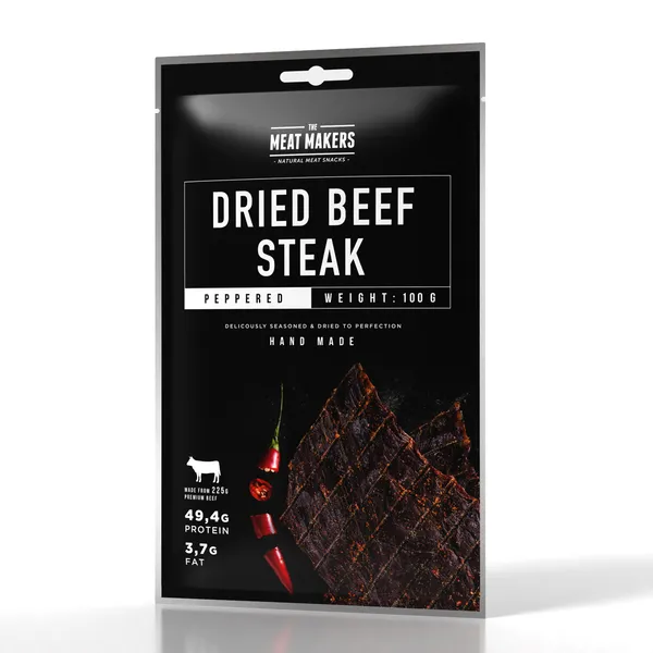 Veiselihasnäkk THE MEAT MAKERS, pipraga, kuivatatud, viilutatud, 100g