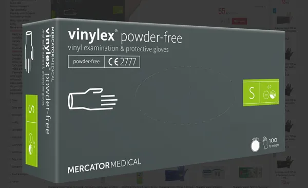 Vinüülkindad puudrita, suurus S, ühekordsed, 100 tk, MERCATOR