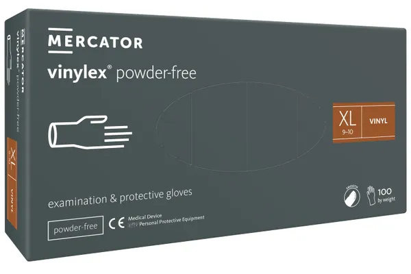 Vinüülkindad puudrita, suurus XL, ühekordsed, MERCATOR Vinylex, 100tk