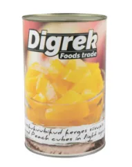 Virsikukuubikud DIGREK kerges siirupis, 4.25l/3kg