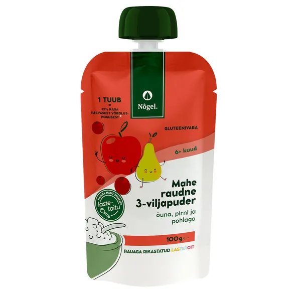 Kolmeviljapuder rauaga õuna-pirni-pohla Nogel öko 100g