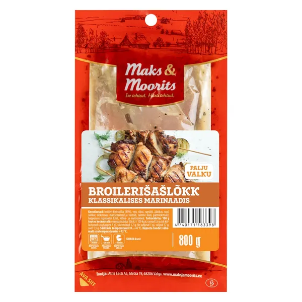Broileri kintsuliha šašlõkk MAKS&MOORITS klassikalises marinaadis, 800g