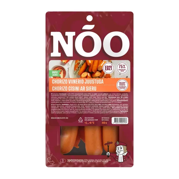 Chorizo viinerid NÕO, juustuga, 310g