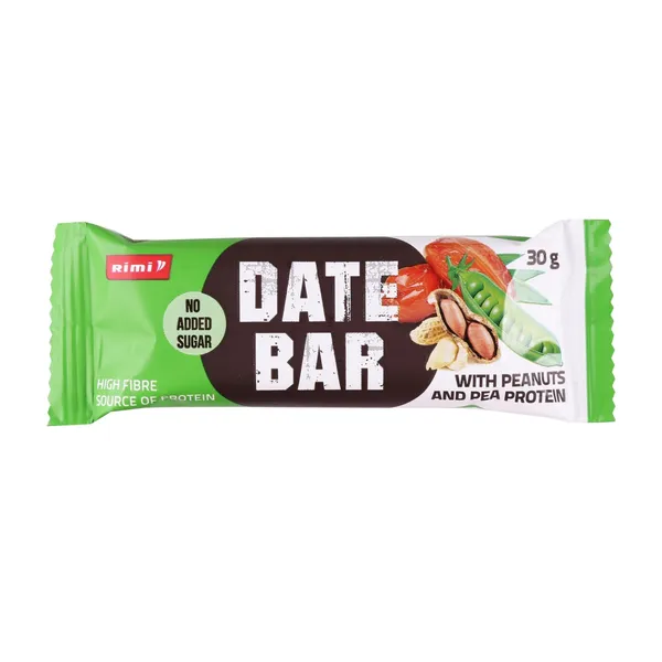 Dateļu batoniņš Rimi zemesr., zirņu olb. 30g