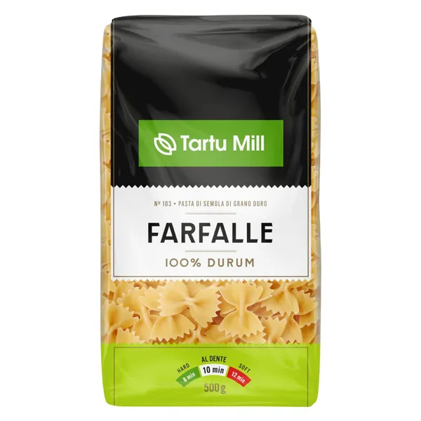 Durumnisupasta Farfalle Tartu Mill 500g