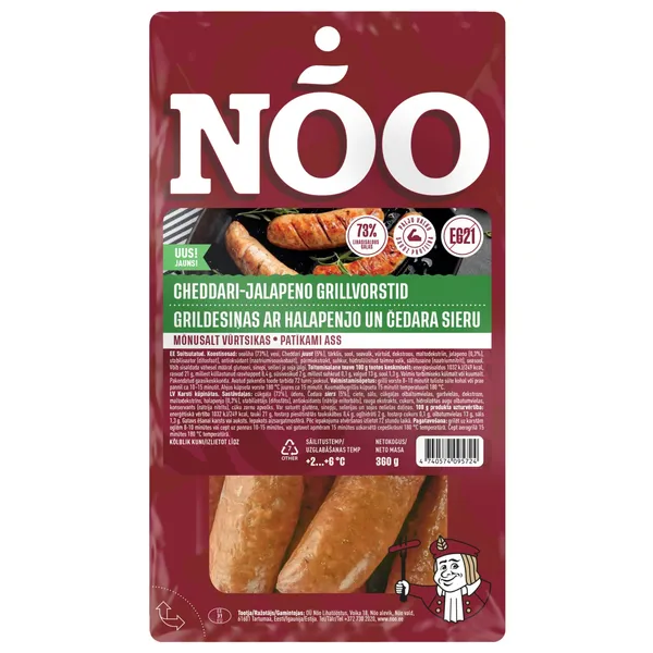 Grillvorstid Cheddari-jalopeno, NÕO, 360 g