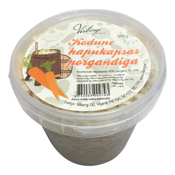 Kodune hapukapsas porgandiga, VIIBERGI, 650g