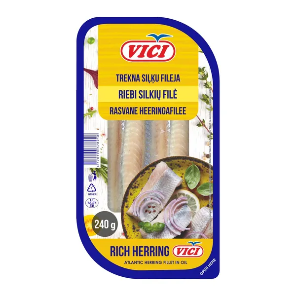 Treknā siļķes fileja eļļā Viči 240g/190g