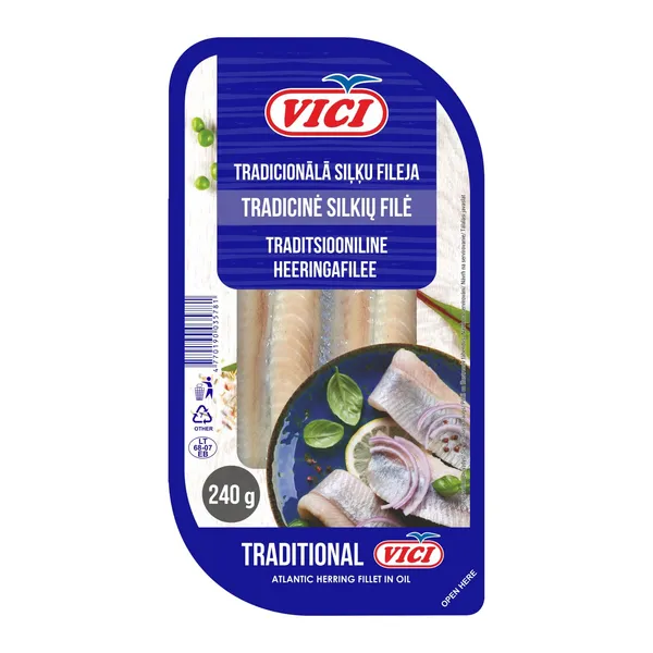 Siļķes fileja tradicionālā 240g/190g