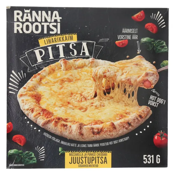 Hot dogi pitsa mozzarella ja cheddari juustuga, RANNAROOTSI, 531 g