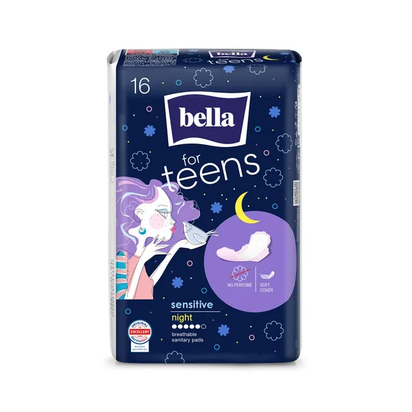 Hügieenisidemed Bella Teens Sensitive Night 16tk