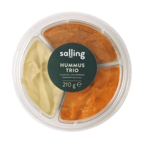 Hummuse trio - klassikaline, päikesekuivatatud tomatite ja chilliga Salling 210g