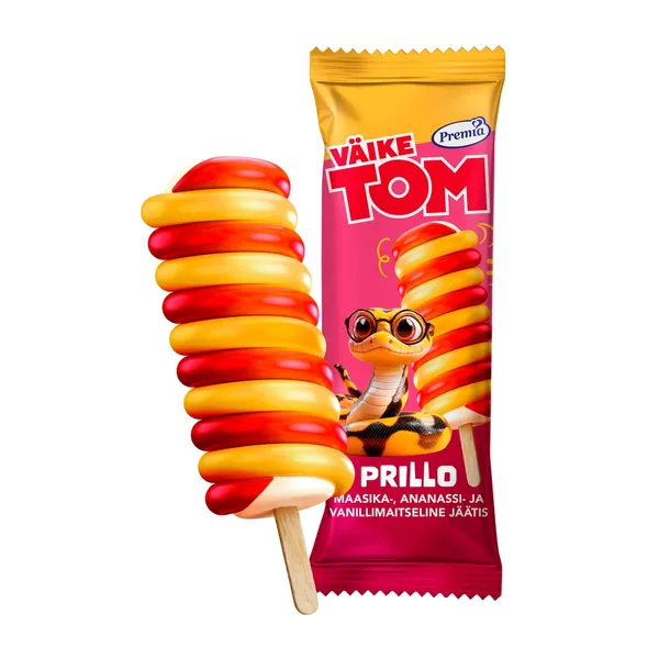 Jäätis maasika-ananassi-vanilli maitseline Väike Tom Prillo 75g/80ml